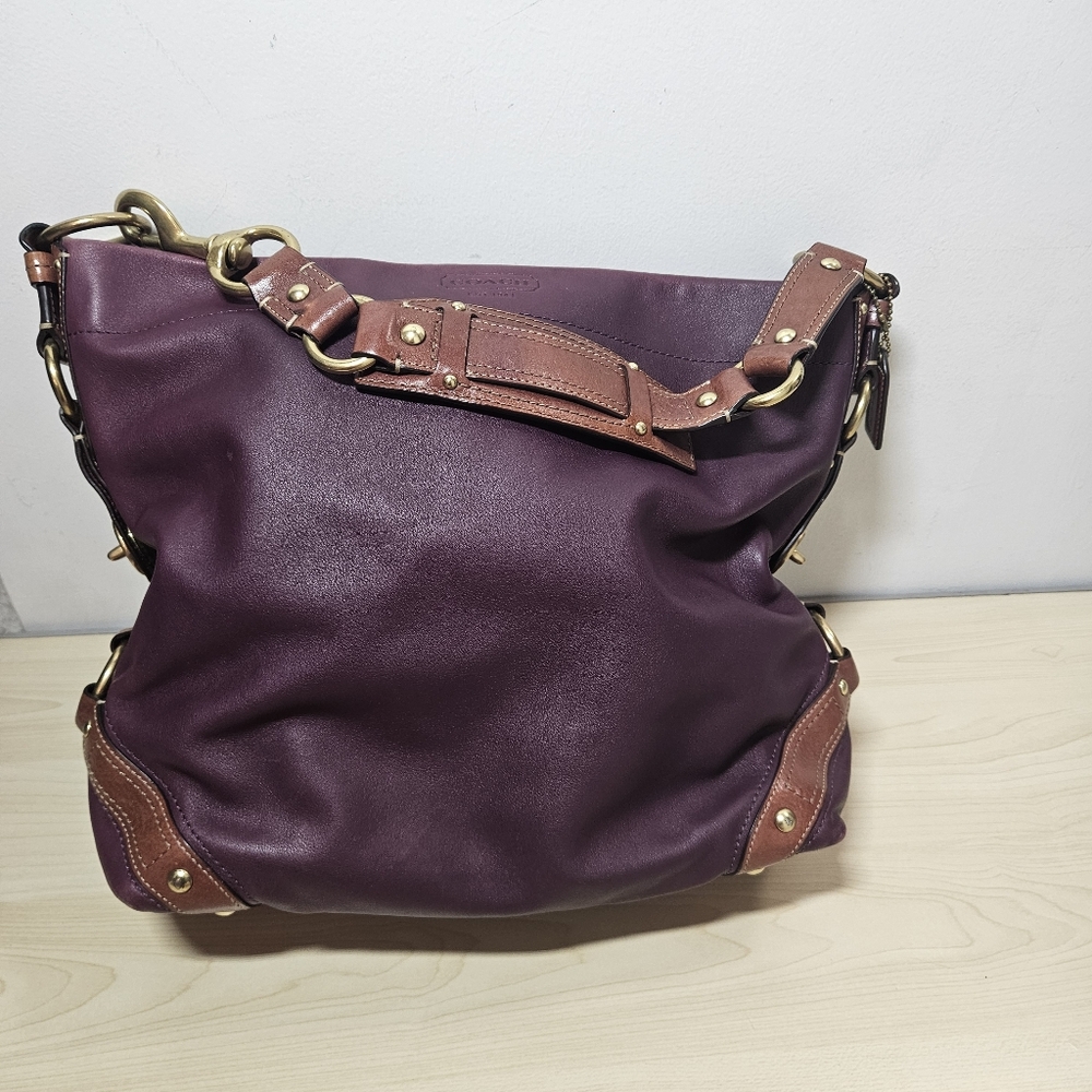 Vintage COACH Carly Hobo Bag Purse Purple Large Y2K No. F0882-10616 - Picture 10 of 16